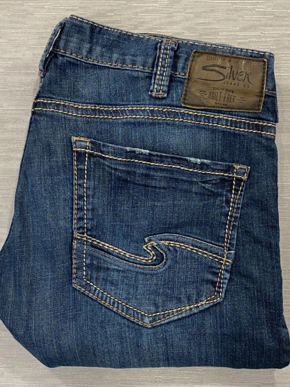 Silver Grayson Jeans Mens 36 x 32 Relaxed Fit Straight Leg Medium Wash Denim
